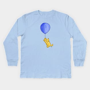 Winnie the Pooh and the big blue balloon Kids Long Sleeve T-Shirt